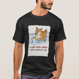 Cute "Leap Into Love" Shiba Inu Valentine's Day   T Shirt
