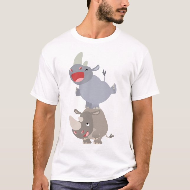 Cute Leapfrog Tecknad Rhinos Kids T-shirt (Framsida)