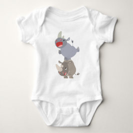 Cute Leapgrog Tecknad Rhinos Baby T Shirt