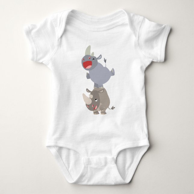 Cute Leapgrog Tecknad Rhinos Baby T Shirt (Framsida)