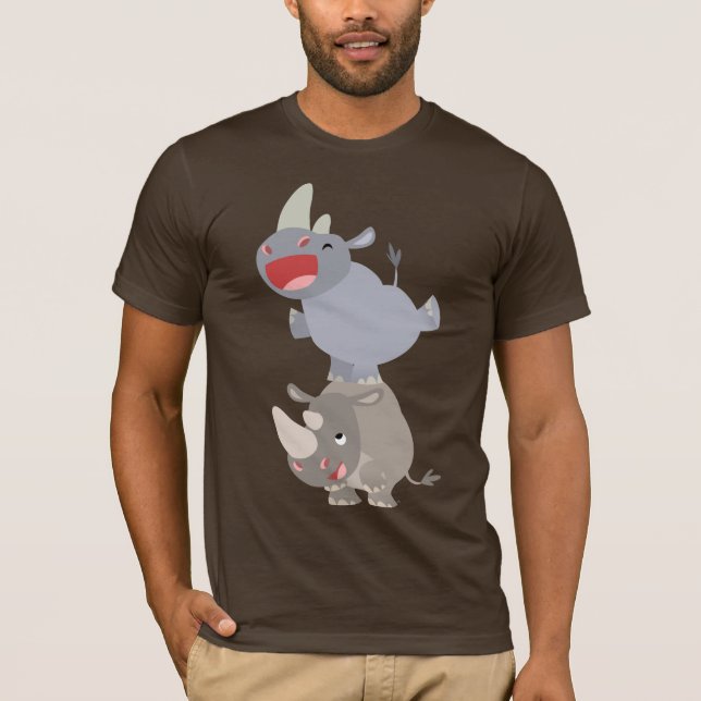 Cute Leapgrog Tecknad Rhinos T-Shirt (Framsida)