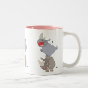 Cute Leapgrog Tecknad Rhinos Två-Tonad Mugg