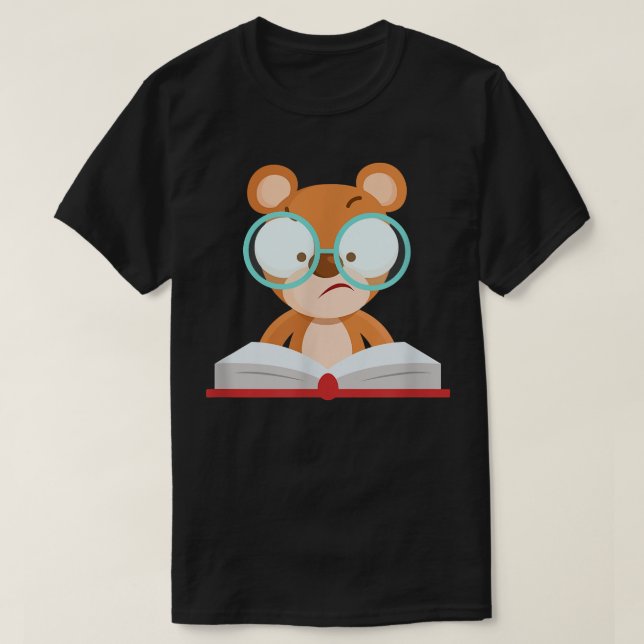 Cute learning bear simple costume funny glasses bo t shirt (Design framsida)