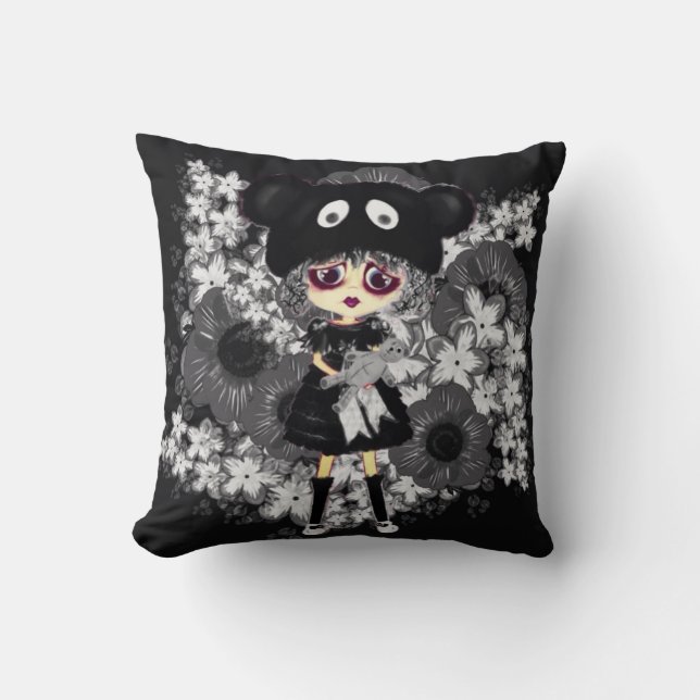 Cute Ledsen Gothic Girl Kawaii PinkyP av LeahG Kudde (Framsida)