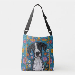 Cute Ledsen Hund Tote Bag, "Ta mig också" Axelväska