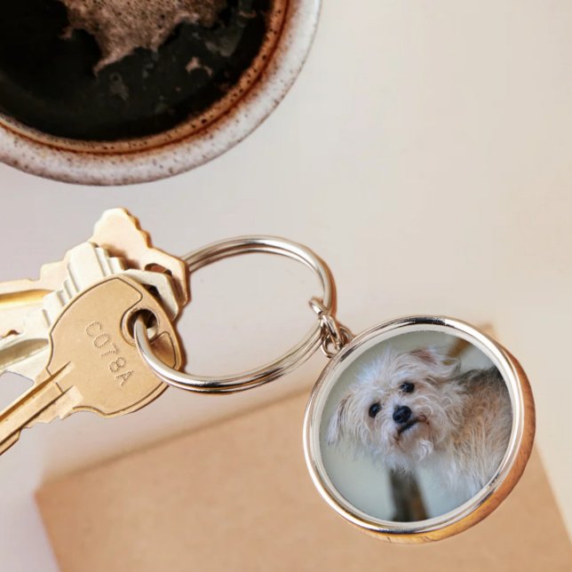 Cute Ledsen Ögon Skrffy Puppy Rund Silverfärgad Nyckelring (Skapare uppladdad)