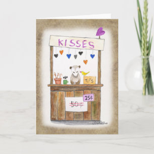 Cute Ledsen Opossum Kissing båth Funny Valentine Kort