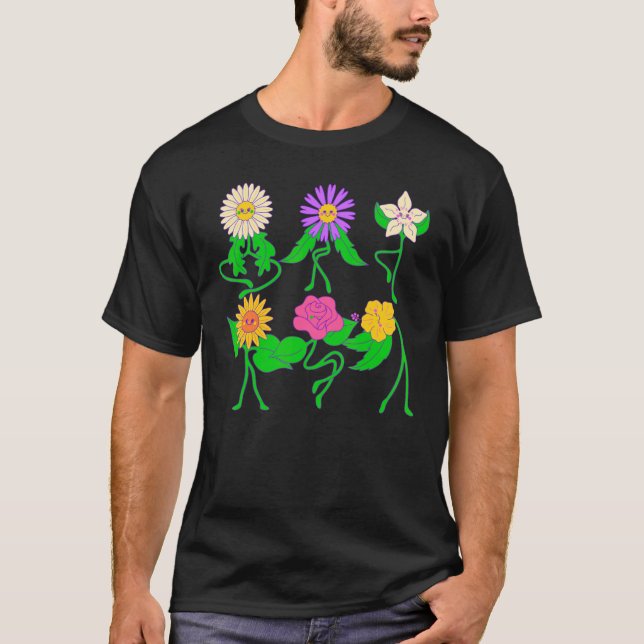 Cute-leende Flowers Underbar för Vår och sommar T Shirt (Framsida)