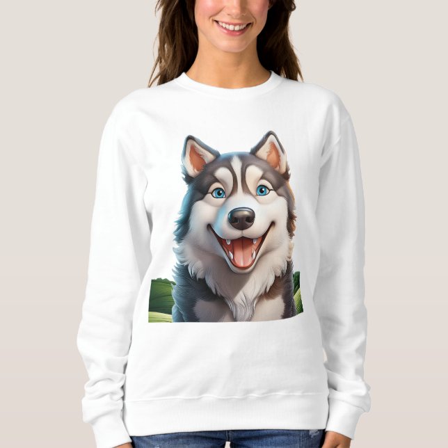 Cute leende husky t shirt (Framsida)