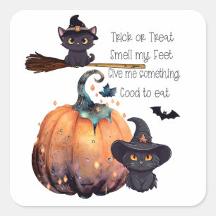 Cute leende katter med Halloween pumpor. Keychai Fyrkantigt Klistermärke