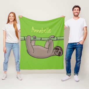 Cute-leende lutning på bambu-tecknad illustration fleecefilt
