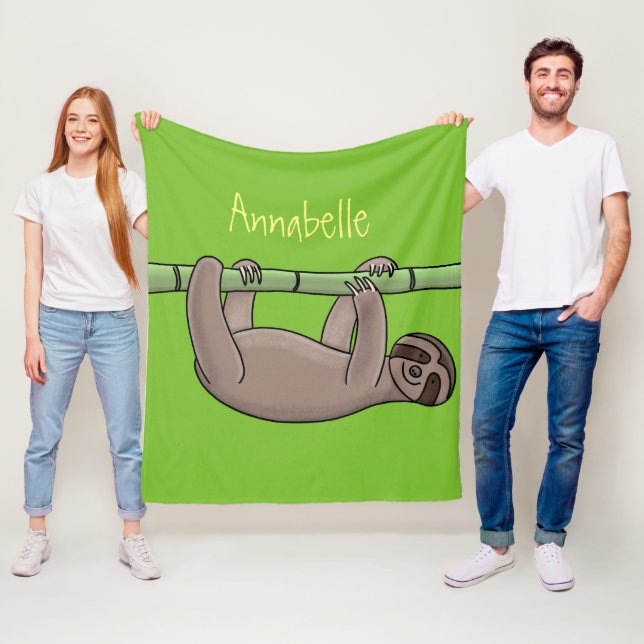 Cute-leende lutning på bambu-tecknad illustration fleecefilt (På plats)