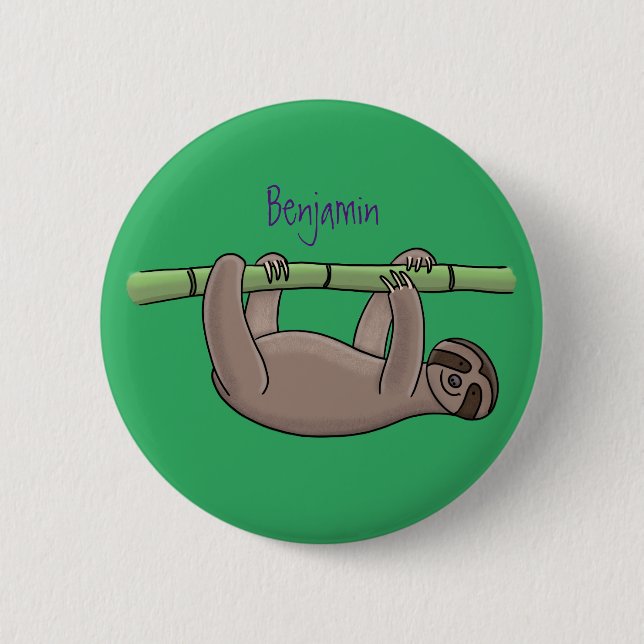 Cute-leende lutning på bambu-tecknad illustration knapp (Framsida)