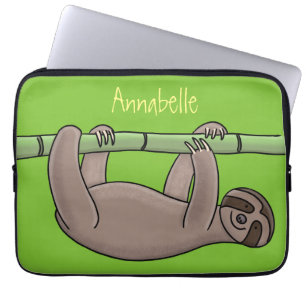 Cute-leende lutning på bambu-tecknad illustration laptop fodral