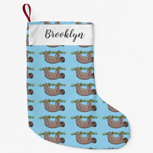 Cute-leende lutning på bambu-tecknad illustration liten julstrumpa (Framsidan)