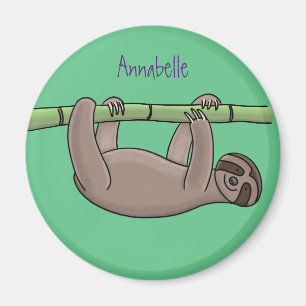 Cute-leende lutning på bambu-tecknad illustration magnet