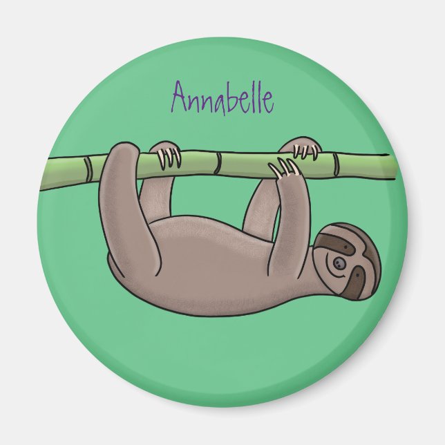 Cute-leende lutning på bambu-tecknad illustration magnet (Framsidan)