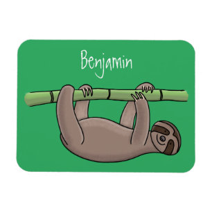 Cute-leende lutning på bambu-tecknad illustration magnet