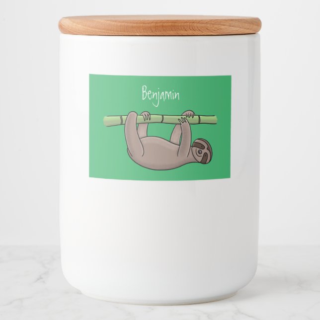 Cute-leende lutning på bambu-tecknad illustration mat etiketter (Framsida)