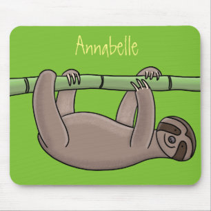 Cute-leende lutning på bambu-tecknad illustration musmatta