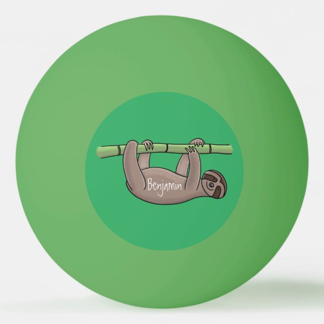 Cute-leende lutning på bambu-tecknad illustration pingisboll (Framsidan)