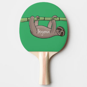 Cute-leende lutning på bambu-tecknad illustration pingisracket