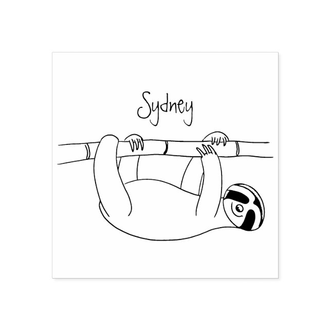 Cute-leende lutning på bambu-tecknad illustration stämpel (Tryck)