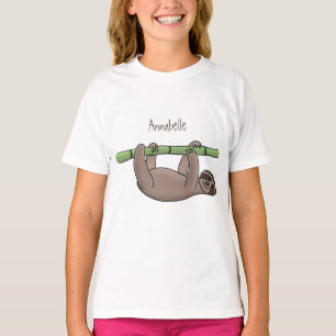Cute-leende lutning på bambu-tecknad illustration t shirt