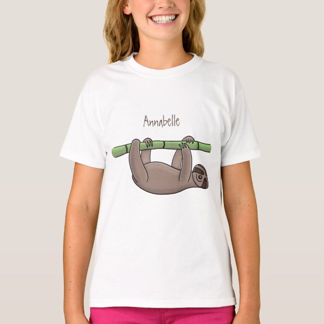 Cute-leende lutning på bambu-tecknad illustration t shirt (Framsida)