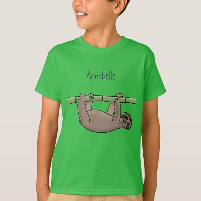Cute-leende lutning på bambu-tecknad illustration t shirt (Framsida)