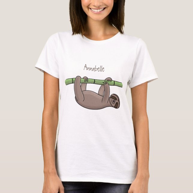 Cute-leende lutning på bambu-tecknad illustration t shirt (Framsida)