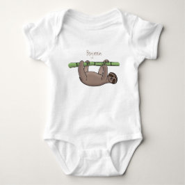 Cute-leende lutning på bambu-tecknad illustration t shirt