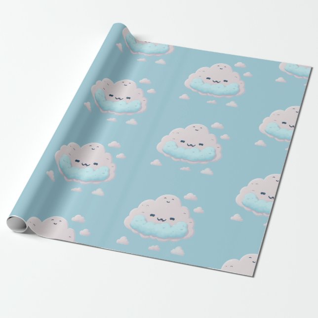 Cute-leende moln presentpapper (Utrullad)