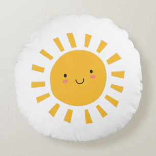 Cute leende sol rund kudde