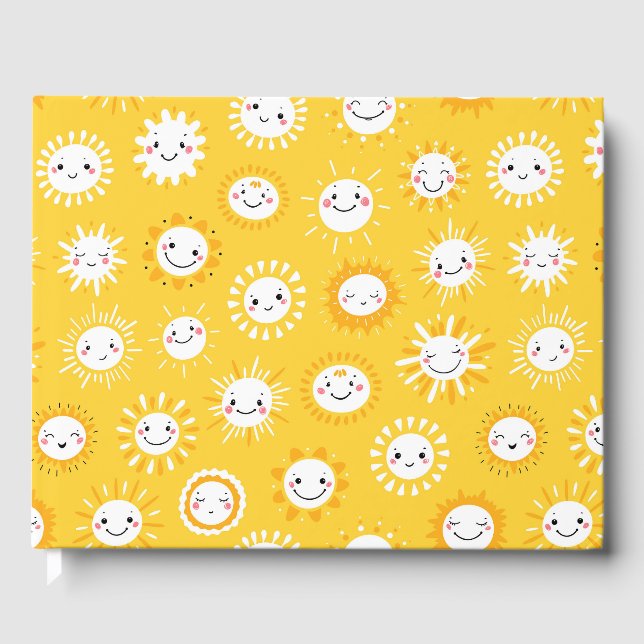 Cute leende tecknad i sol gästböcker (Framsida)