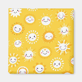 Cute leende tecknad i sol magnet