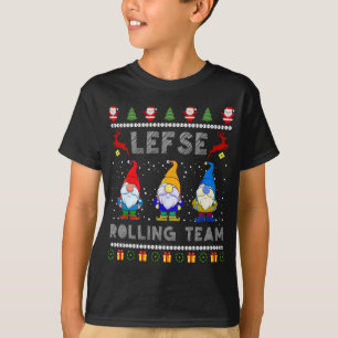 Cute Lefse Rolling Team Norska Gnomes Ugly Julafto T Shirt
