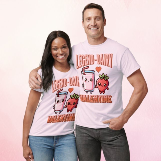 Cute Legend-Dairy Couple Strawberry Mjölk Valentin T Shirt (Cute Legend-Dairy Couple Strawberry Milk Valentine T-Shirt)