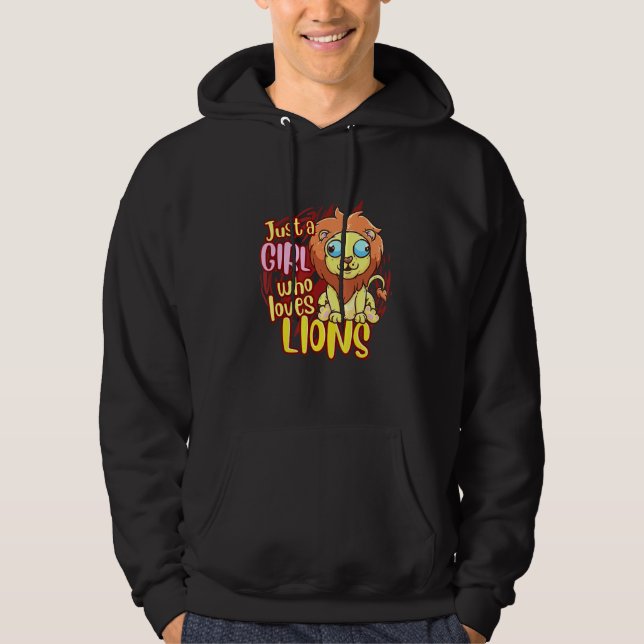 Cute Lejon, bara en flicka som Kärlek Lejon Hoodie (Framsida)