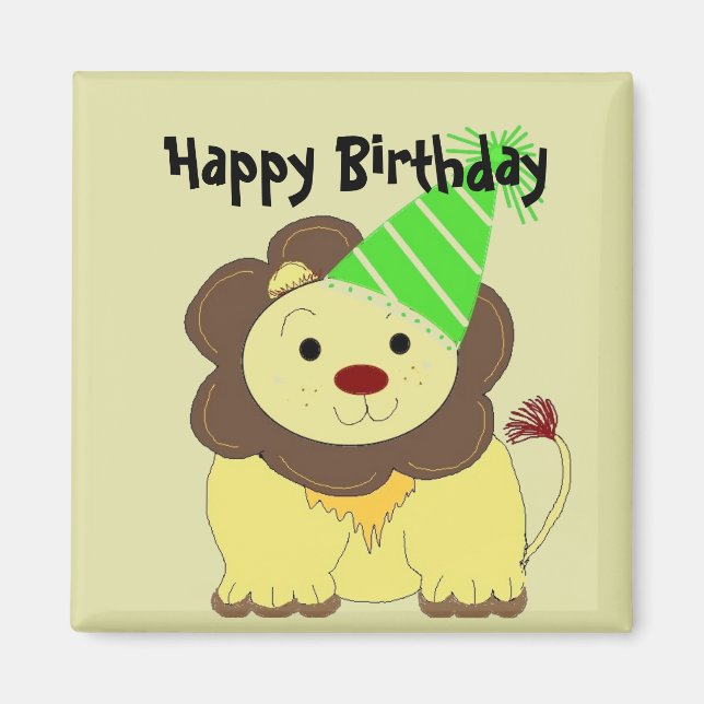 Cute Lejon Birthday Önskemål Magnet (Framsidan)