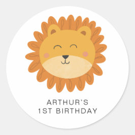 Cute Lejon Birthday Runt Klistermärke
