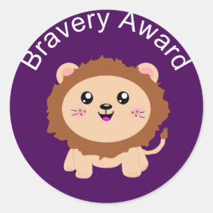 Cute Lejon Bravery Award - Sticker för att vara mo Runt Klistermärke
