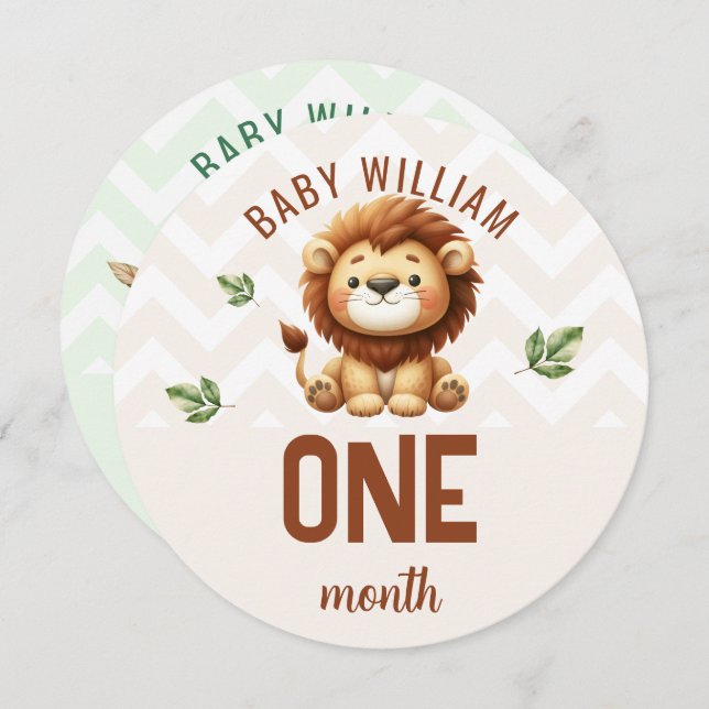 Cute Lejon Crokodile 1-2 månaders Baby-milstolpe (Fram/baksida)