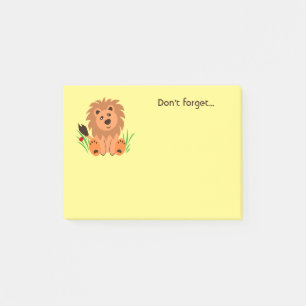 Cute lejon i gräset med ladybug post-it block