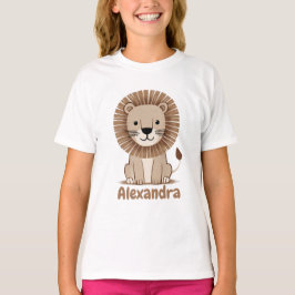 Cute Lejon Kids Girls Namn personaliserbar T Shirt