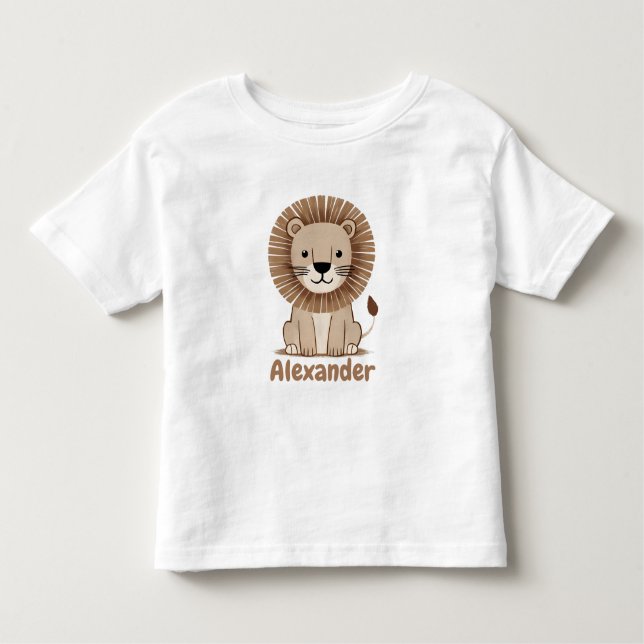 Cute Lejon Kids Namn personaliserbart T Shirt (Framsida)