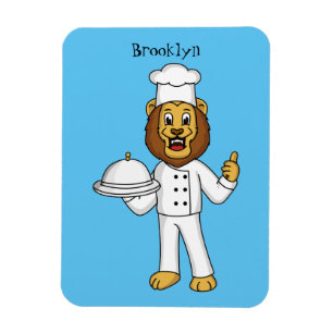 Cute lejon-kock tecknad illustration magnet
