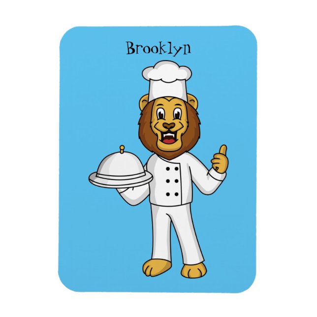 Cute lejon-kock tecknad illustration magnet (Vertikal)