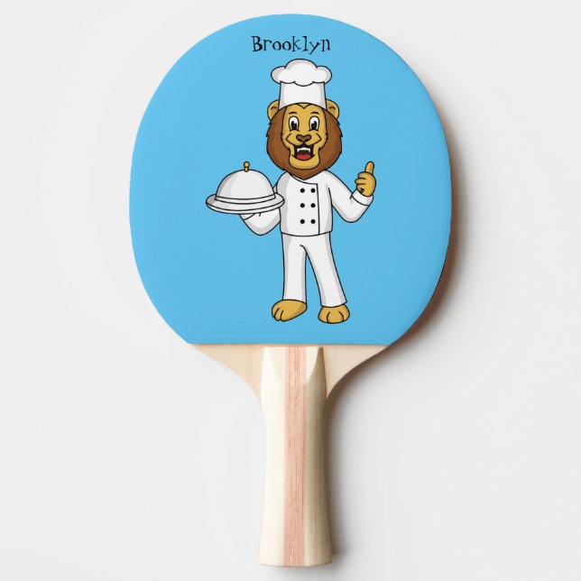 Cute lejon-kock tecknad illustration pingisracket (Framsidan)