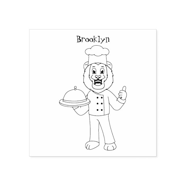 Cute lejon-kock tecknad illustration stämpel (Tryck)